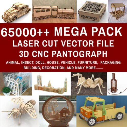100000+ Megapack laser cut vector dxf cdr 2d 3d files, cnc router plasma cutting.